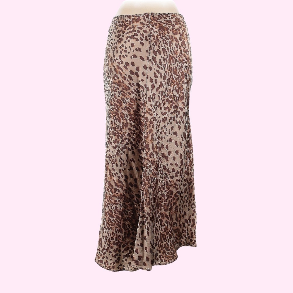 Reformation Pratt Animal Print Leopard Silk Midi Skirt Sz 12 - Picture 3 of 8